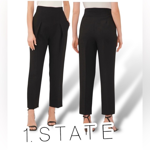 Women’s Wide Leg Pants Pleated High Waist Ankle 1.STATE Trouser Size 14 - Picture 1 of 9